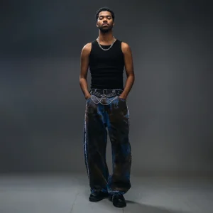 Denim baggy Painting Coffe Contaminated