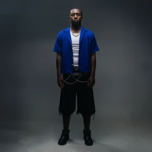 Boxy Cuban Collar Shirt Blue