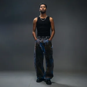 Denim baggy Painting Coffe Contaminated